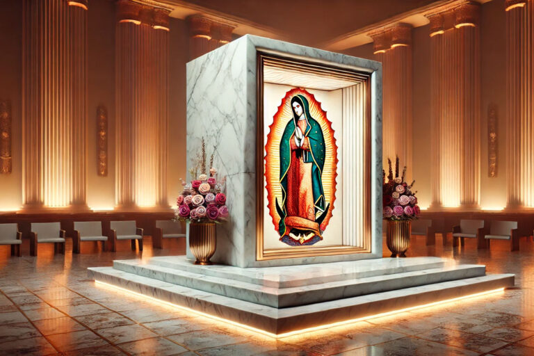 Representación artística y respetuosa de la Virgen de Guadalupe en Criptas y Nichos